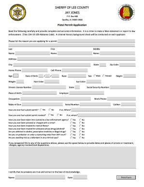 Lee County Pistol Permit Form - Fill Out and Sign Printable PDF Template |  signNow