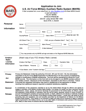 Air Force Mars Application Form