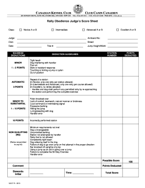 RALLY OBEDIENCE SCORE SHEETS 1 Point 3 Points B10 Pointsb 1  Form