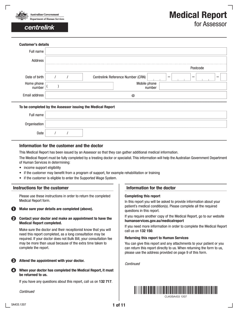  Centrelink Medical Certificate 2007-2024