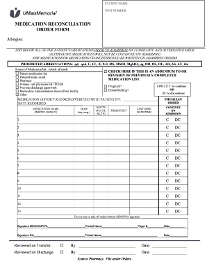 Medication Reconciliation Form