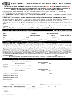 Nhra Competition Numbermembership Registration Form