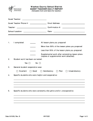 Teachers Daily Report Format PDF