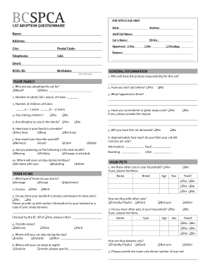 Cat Adoption Form