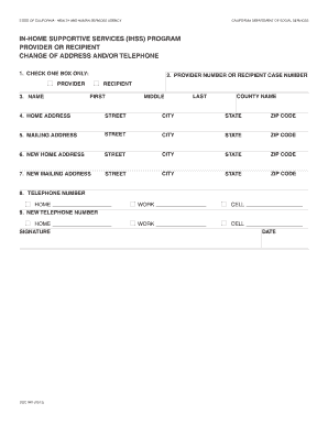 Ihss Change of Address  Form