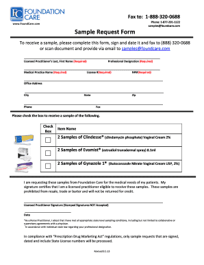 Physician Sample Request Form Com