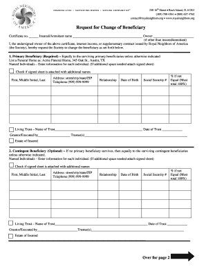 Royal Neighbors Insurance Phone Number  Form