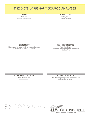 The 6 CS of PRIMARY SOURCE ANALYSIS  Form