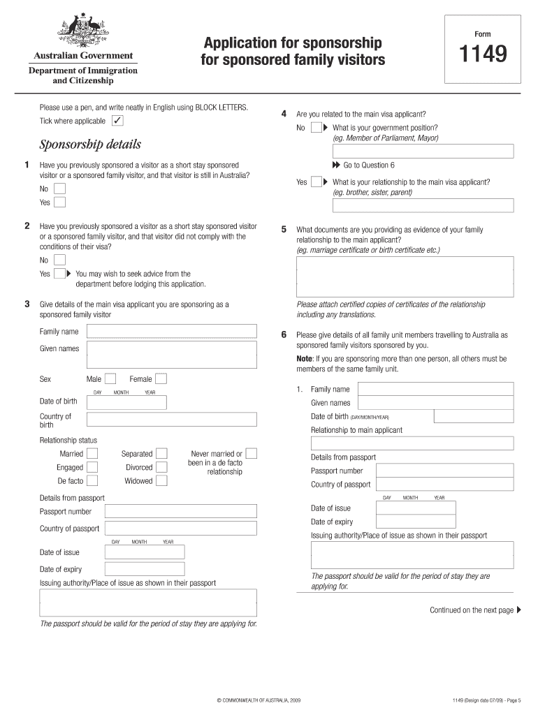 1149 Sponsorship Form