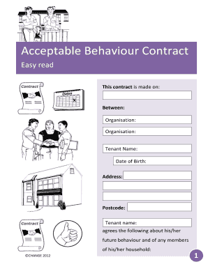 Acceptable Behaviour Contract Template  Form