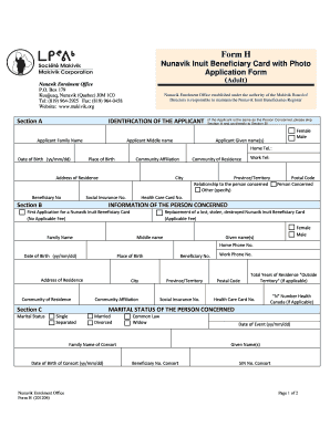 Nunavik Inuit Beneficiary Card  Form