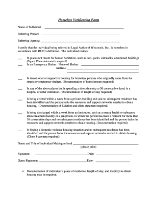 Homeless Verification Form