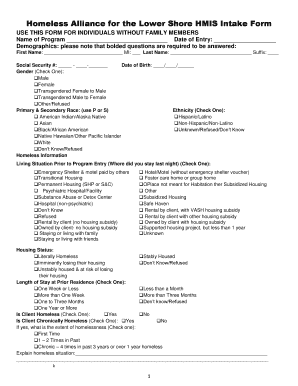 Homeless Alliance for the Lower Shore HMIS Intake Form FAMI Somersethd