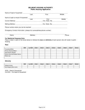 Nc Public Housing Application  Form