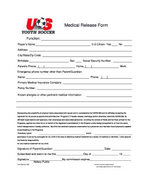 Us Soccer Medical Release Form