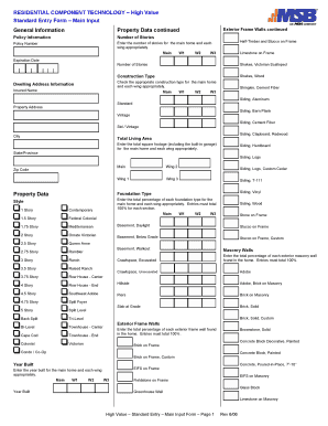 High Value Home MSB Worksheets  Form