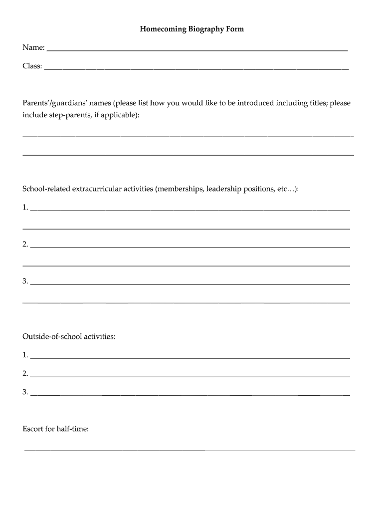 Homecoming Bio Forms