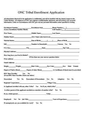 Onc Tribal Enrollment  Form