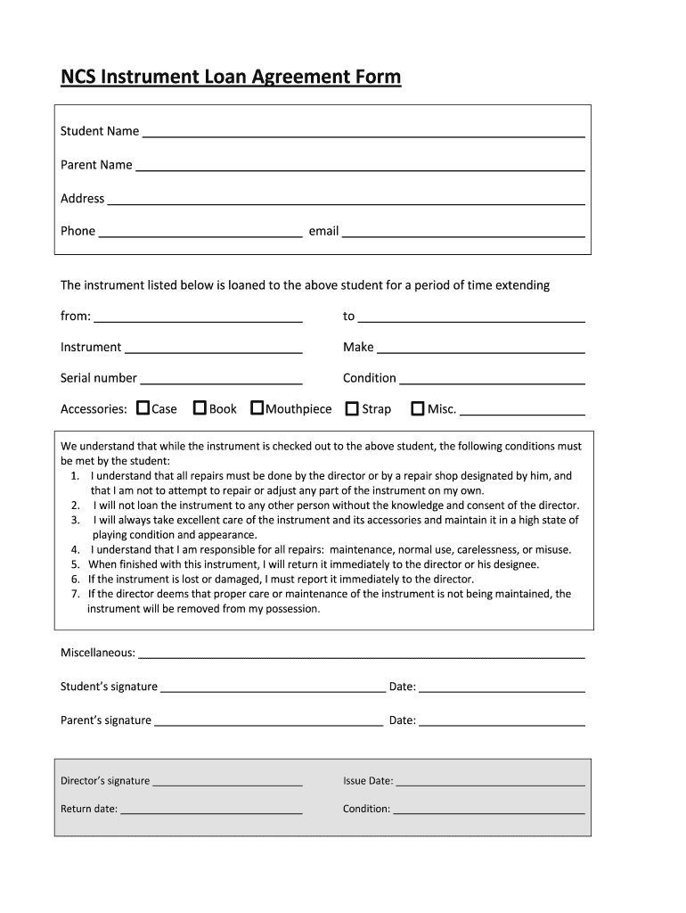 Instrument Loan Form