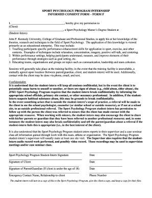 Sport Psychology Informed Consent Form Printable