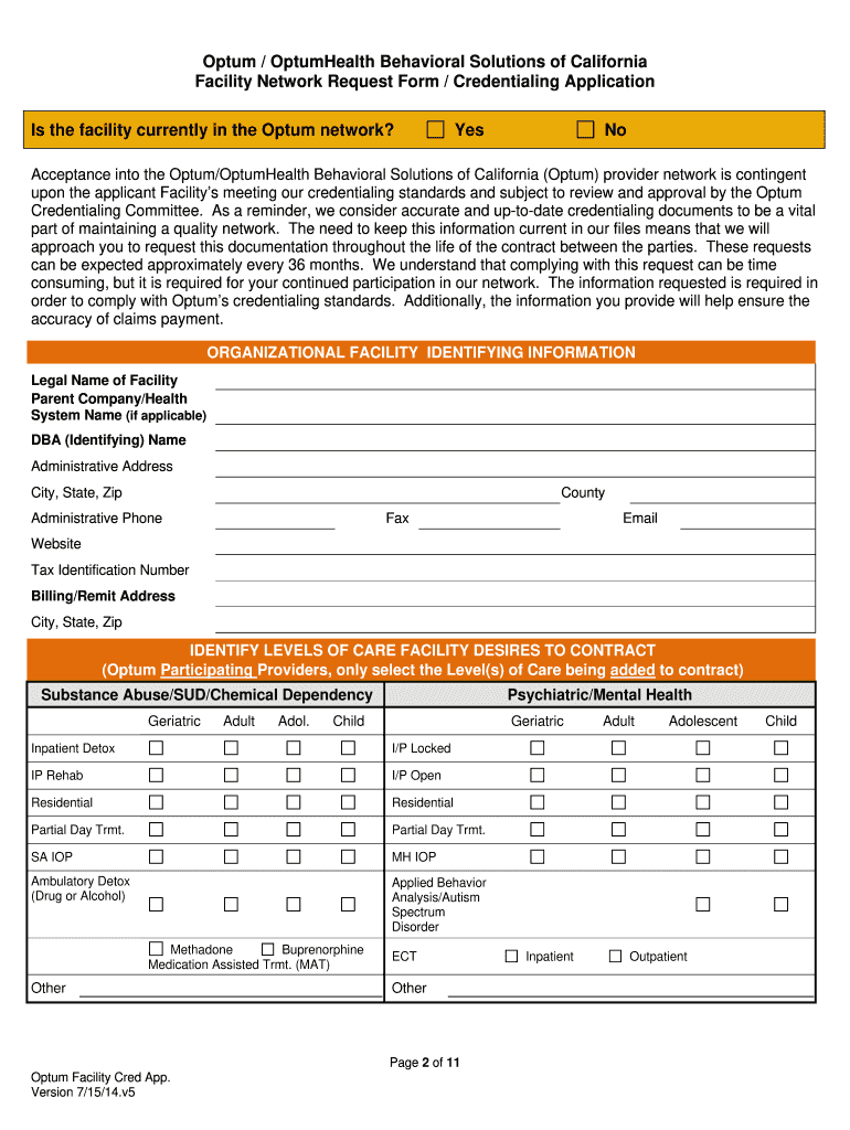  Facility Network Request Form FNRF Provider Express 2014