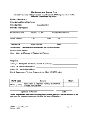 UBH ASD ABA Assessment Request Form Provider Express
