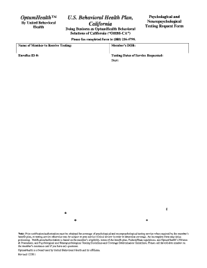 Optum Psychological Testing Request  Form