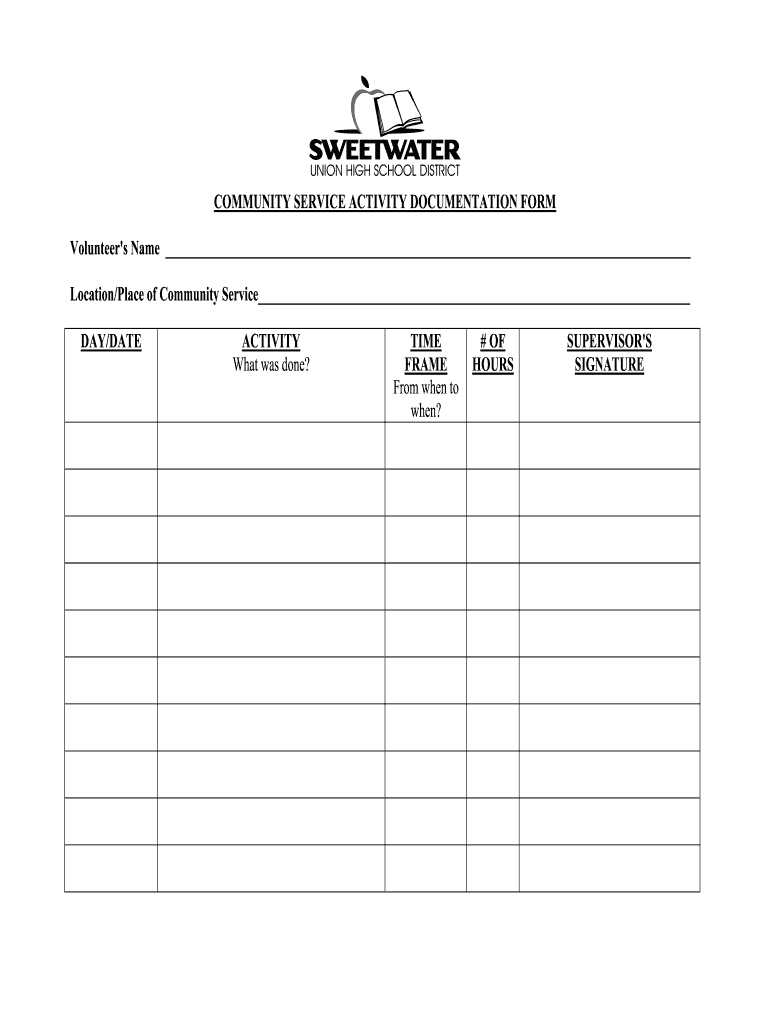 Community Service Documentation  Form