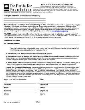 NOTICE to ELIGIBLE INSTITUTION FORM the Florida Bar Floridabar