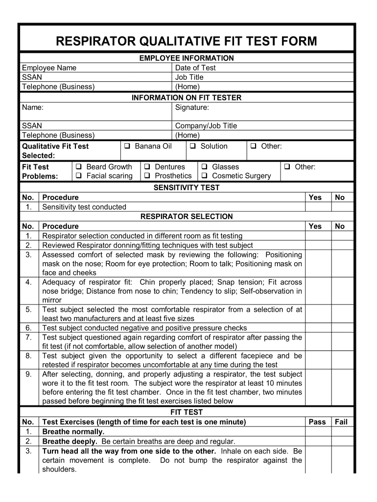 Qualitative Fit Test Form