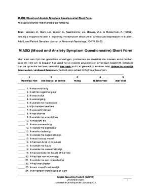 Anxiety Symptoms Questionnaire PDF  Form