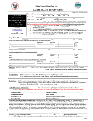 Medical Form 1 Camp Kieve Kieve