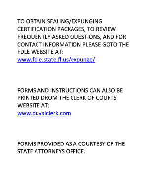 FDLE Application for Certificate of Eligibility to Seal or Expunge  Form