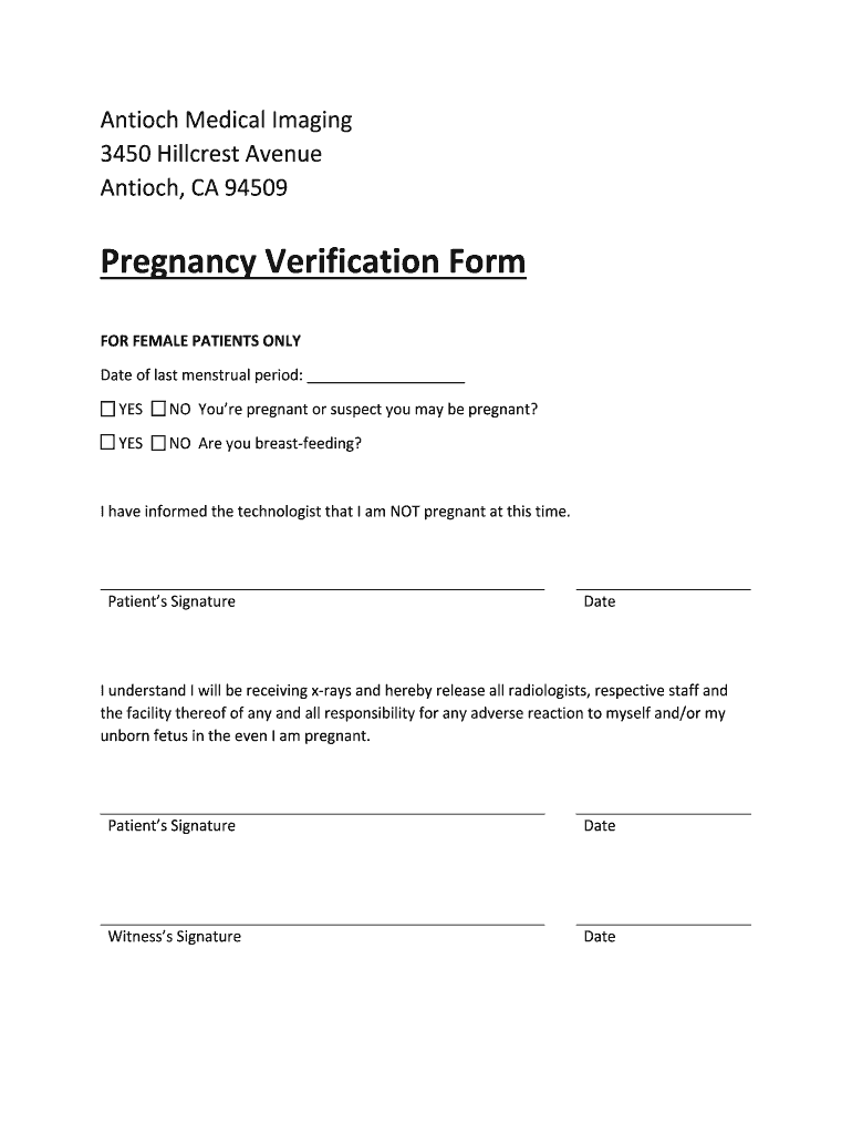 Proof of Pregnancy Form from Doctor