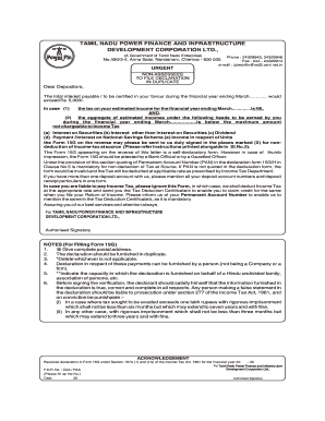 Tamilnadu Power Finance Fixed Deposit Application Form