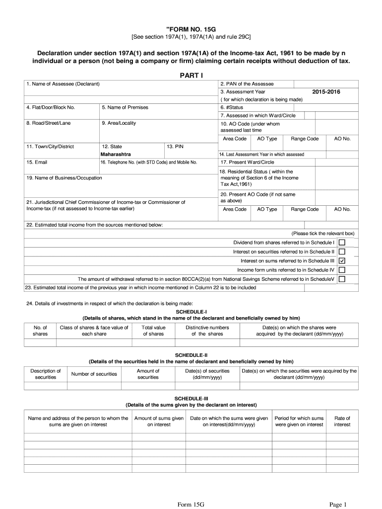 Form 15g Download in Word Format