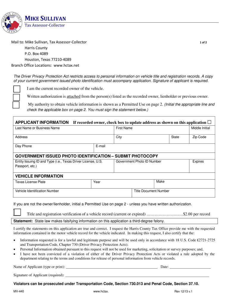 Mv 440 Form