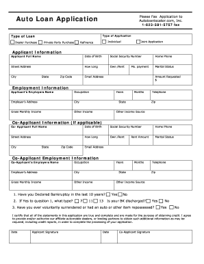 Auto Loan Application Fill Out And Sign Printable Pdf Template Signnow