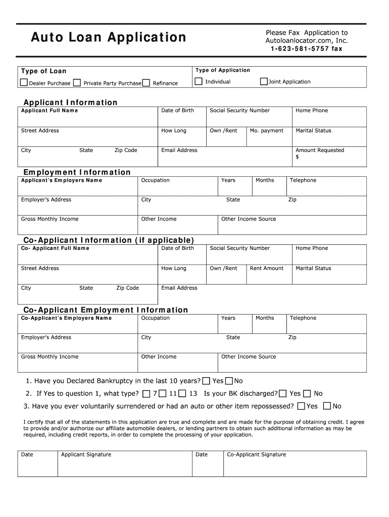 Car Loan Application Form - Fill Out and Sign Printable PDF Template