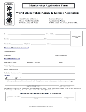 Karate Admission Form PDF