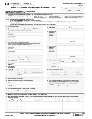 IMM 5444E Application for a Permanent Resident Card  Form