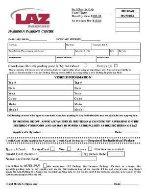 Laz Parking Application Form