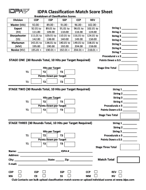 Idpa Classifier Score Sheet  Form
