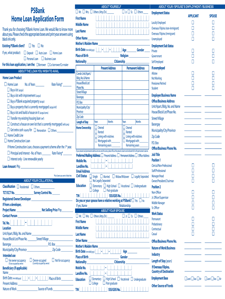 Ps Bank Home  Form