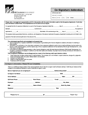 Co Signature Addendum McCullough Development Property  Form