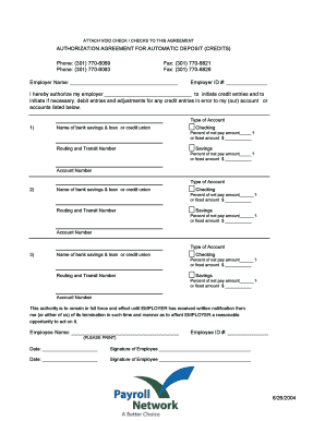 Direct Deposit Form Payroll Network