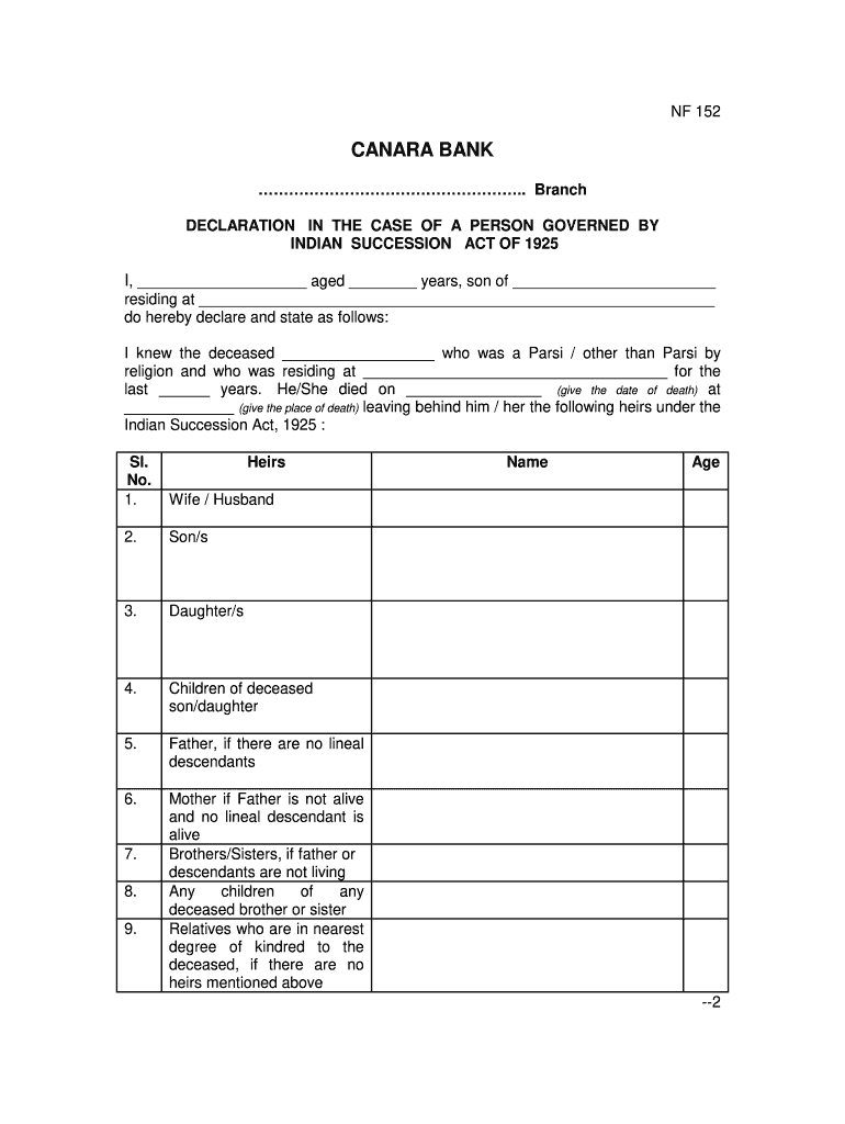 In Canara Bank Nf  Form