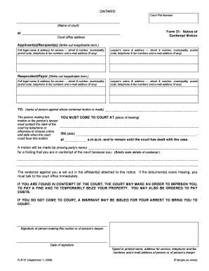 Form 31 Notice of Contempt Motion