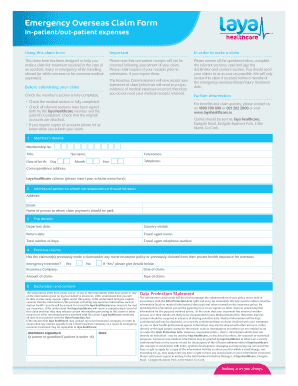 Emergency Overseas Claim Form Laya Healthcare