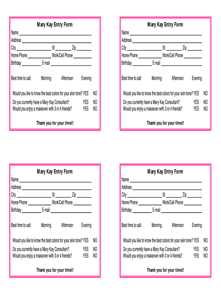 Mary Kay Profile Card Form - Fill Out and Sign Printable PDF Template ...